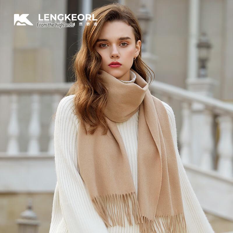 LENGKEORL Women's Handmade 100% Pure Wool Scarf