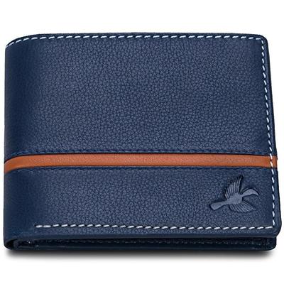 Denial Navy Leather Wallet for Men | Leather Mens Wallet with RFID Blocking | Wallets Men Genuine Leather
