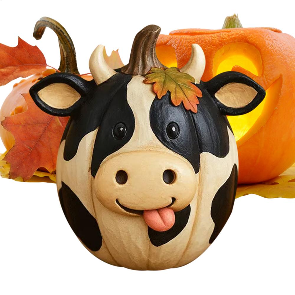 Farm Animal Pumpkin Figurines Cow Duck Sheep Chicken Pumpkin Ornaments Resin Art Decoration Sculpture Ornament for Indoor Home