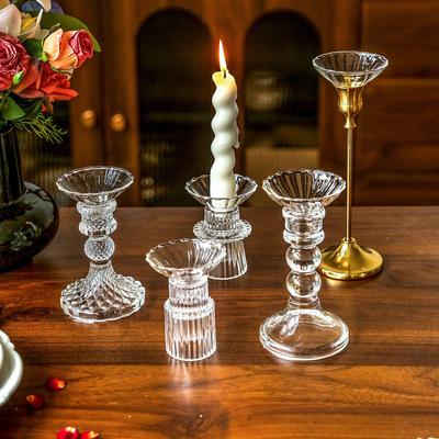 Glass Anti-Drip Candle Holder with Long Stem for Aromatherapy and Dinner Decor