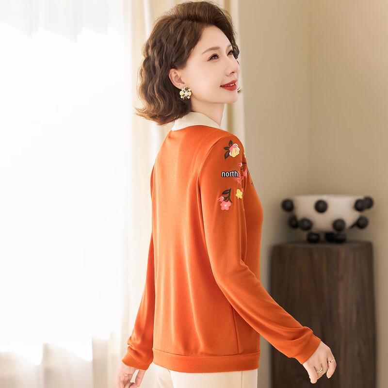 Floral Print Long-Sleeve Lapel Knit Top for Women