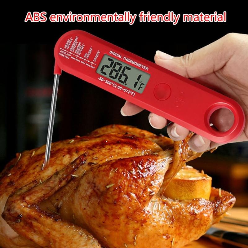 Wasserdichtes Digitales Sofortlese-Fleischthermometer mit Klappsonde zum Kochen von Lebensmitteln, Süßigkeiten, BBQ-Grills und mehr