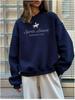 Women's Oversized Temperament Sweatshirt with Letter Print and Fleece Lining