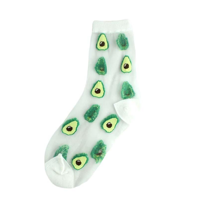 2025 Girls Cute Cartoon Fruits Sheer Kawaii Lady Women Summer Fall Avocado Lemon Pineapple Cherry Jacquard Socks Female