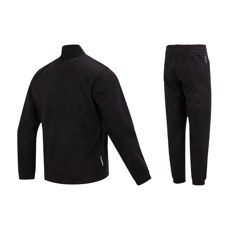 Puma Logo Pattern Zip Collar Jacket And Cuffed Long Sports Pants Set Men Sportswear Black 521967-01