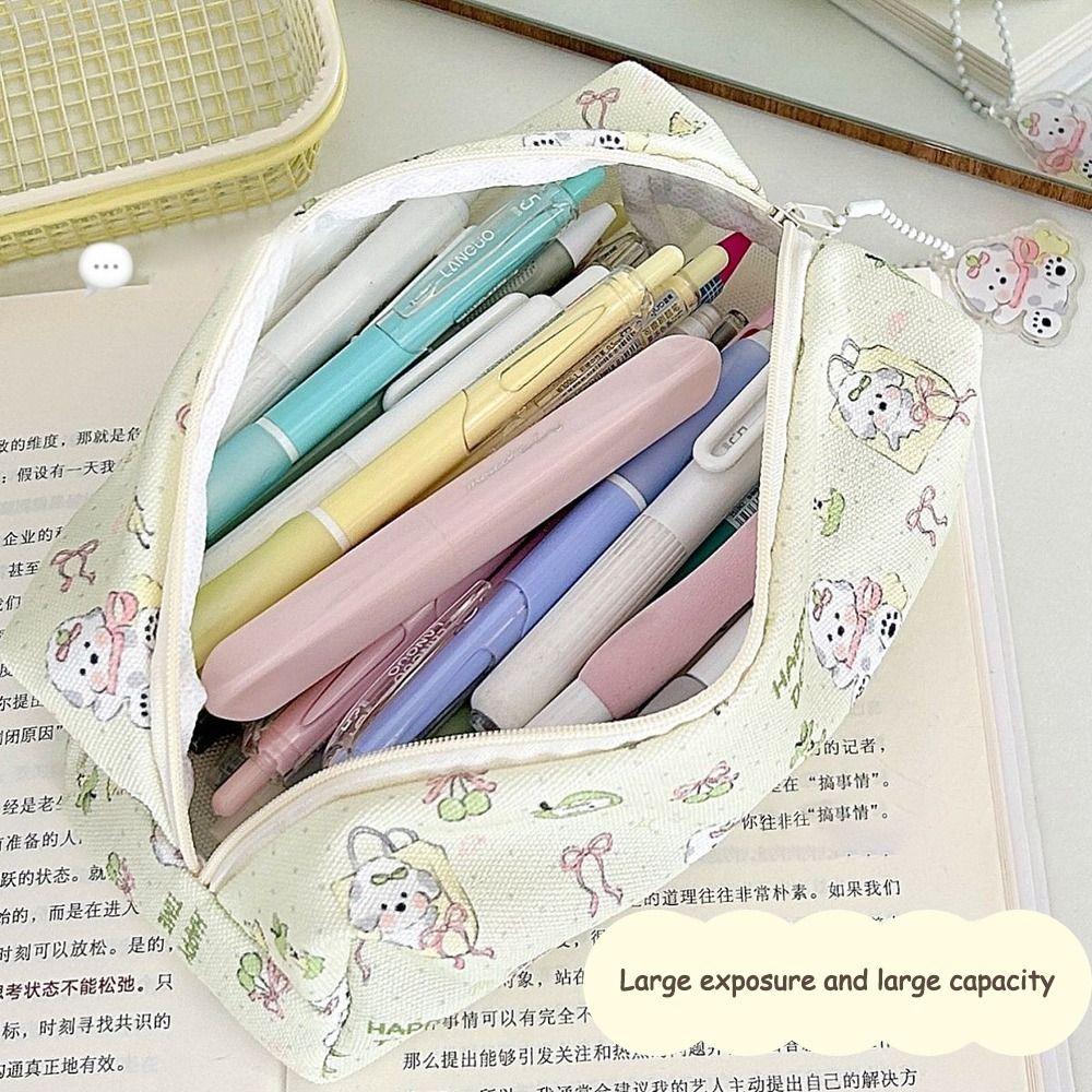 Cartoon Cute Puppy Pencil Case Canvas Large Capacity Pen Bags Stationery Bag School Supplies