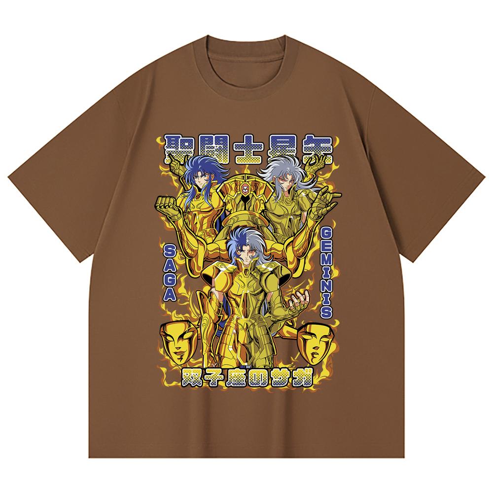 230 g/m² 100 % Baumwolle Saint Seiya V21 Zwilling Druck Unisex Schweres Baumwoll-T-Shirt