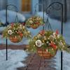 Festival Decors Wreath Realistic Pine And Red Berries Waterproof Long Time For Parties And Event