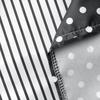 Fashion Women Casual Loose Stripe Dot Patchwork V-Neck Short Sleeves Dress