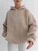 Women's Fashion Solid Color Hooded Loose Plug Sleeve Drawstring Loose Sweatshirt