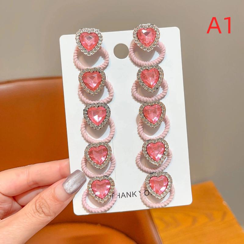 10Pcs Cute Heart Hairs Rope Girls Cartoon Hair Bands For Kid Colored Hairs Ties Star Elastic Bands Lady Hair Accessories