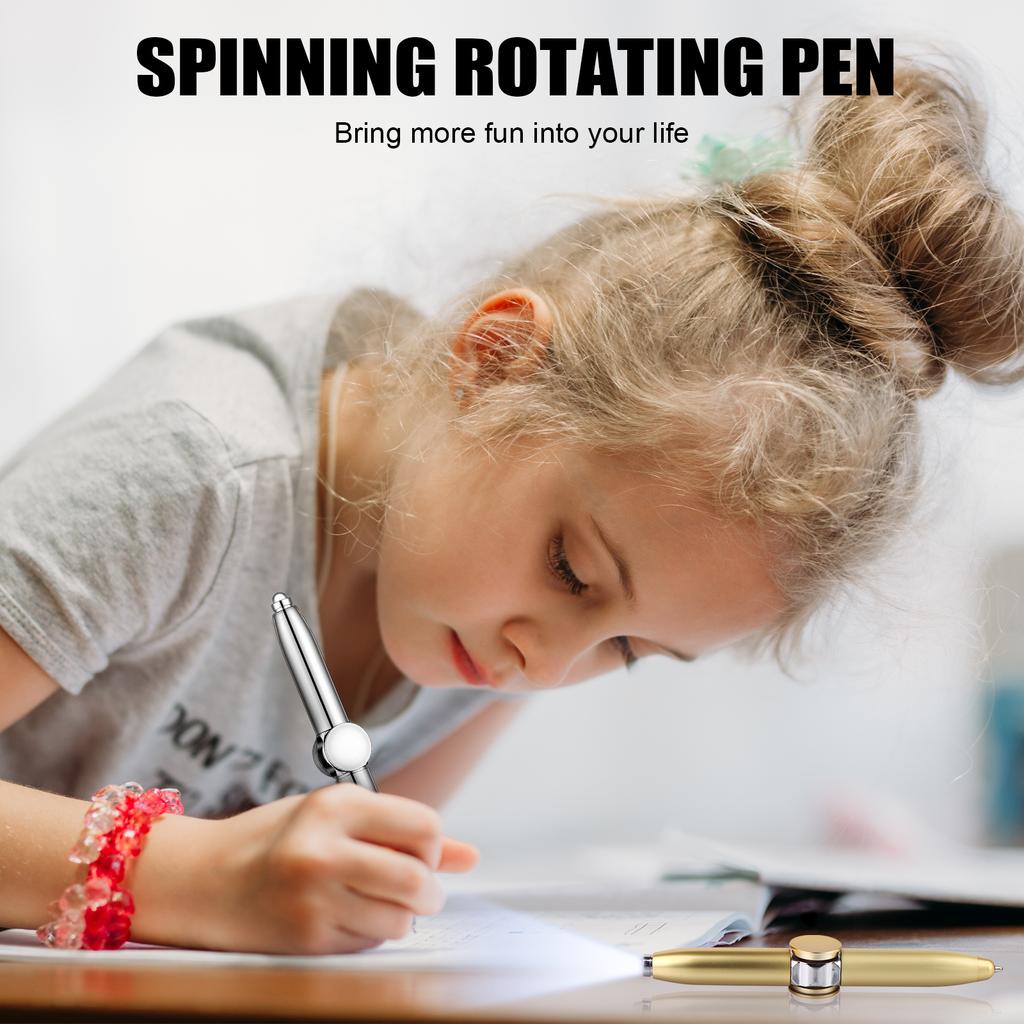 4 Stück Fidget Stift Spinner Stift Mit LED-Licht Multifunktionaler Drehstift Stressreduzierer Stifte Zum Drehen Helfen beim Denken Kugelschreiber
