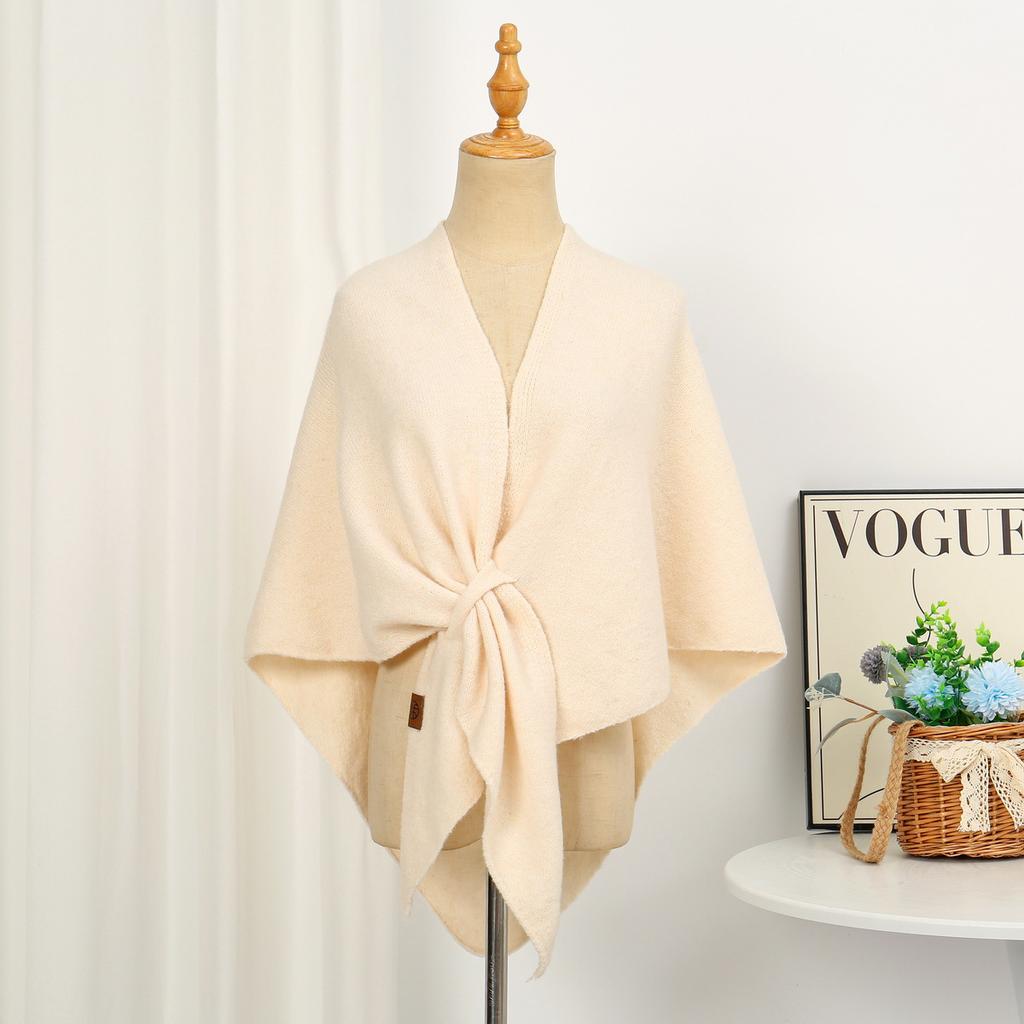 Lazy Travel Strolling Streets Triangular Scarf Women Autumn Winter Neck Protection Warm Air-conditioned Room Solid Color Shawl Outdoor Wear