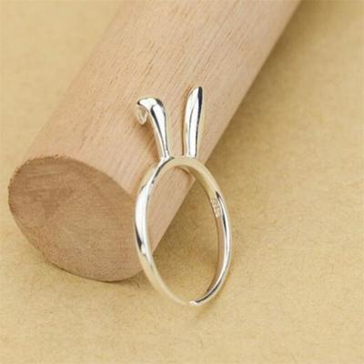 Season Gate 925 Sterlingsilber Einfache Mode Kreativ Niedlich Lieblich Hasenohren Verstellbare Größe Offener Ring für Damen Mädchen Geschenk