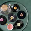 6Pcs 2D Printed Vinyl Record Coasters Anti-slip Retro Record Design Wooden Coasters Heat Insulation Cup Mats Photography Props