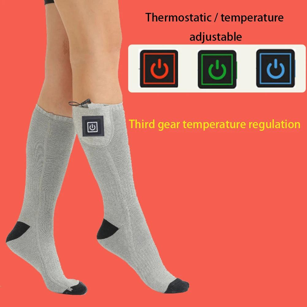 Electric Heated Socks Fast Heating Winter Warm Thermal Socks 1/3 Gear Cold-Proof Skiing Sock Anti Slip for Outdoor Skiing Hiking