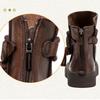 Johnature Hohle, atmungsaktive Retro-Sommerstiefel aus echtem Leder mit Reißverschluss hinten und römischen Sandalen mit dicker Sohle für Damen