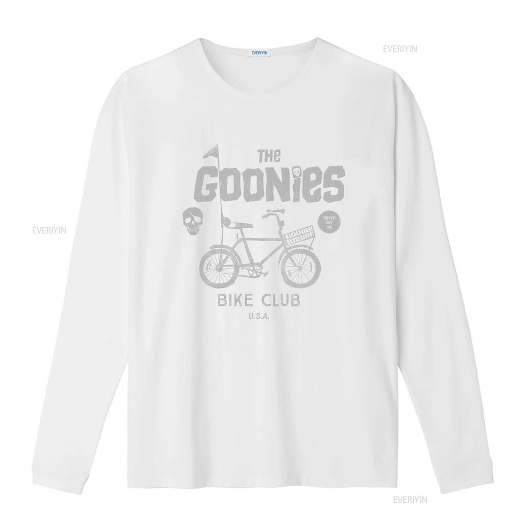 The Goonies Men's Bike Club T Shirt Retro Design with Bicycle Skull 'Never Say Die' Motif vintage Washed Slightly graphic