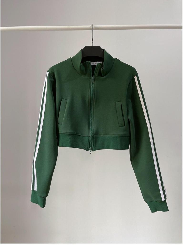 Damen Gestreifter Lässiger Cardigan Pullover - Slim Fit, Reißverschluss, Stehkragen, Herbststil