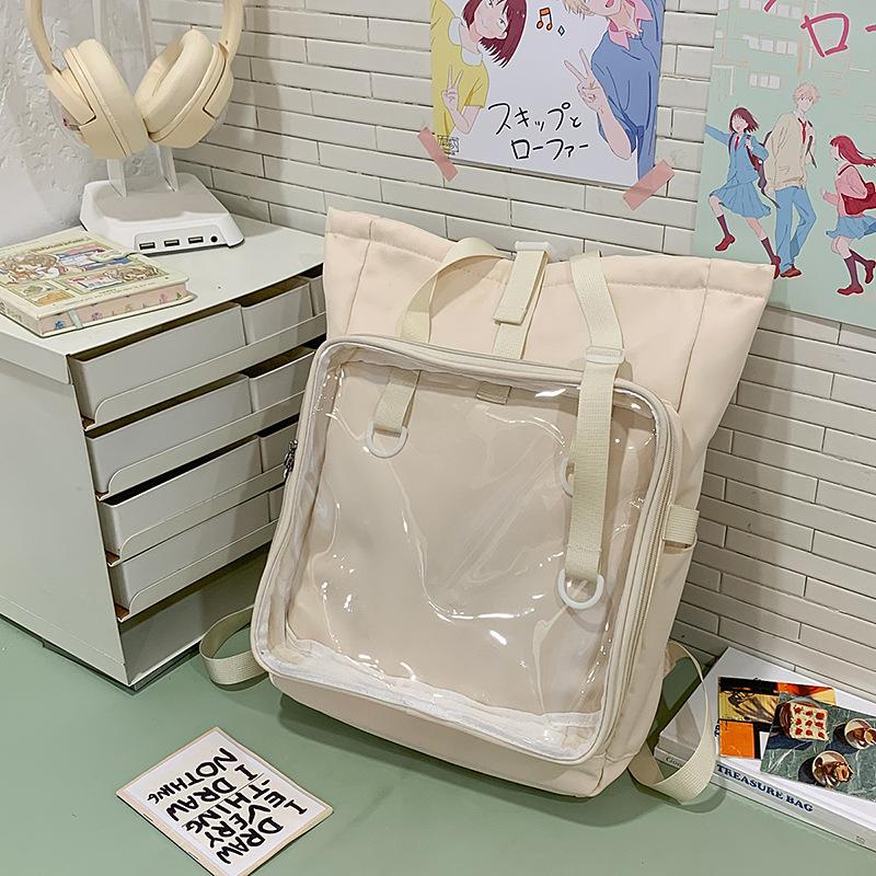 Schoolbag1011 new large-capacity student class shoulder handbag female Japanese cute girl transparent pain bag baby bag