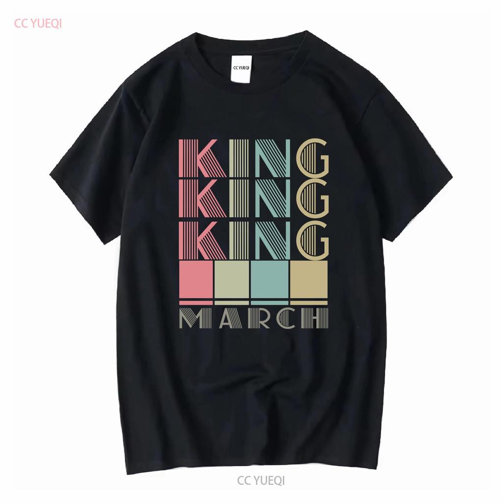1975 King Are Born In March T Shirt vintage Washed fashion Slightly Top For Everyday Wear Stretched Stylish Soft Versatile