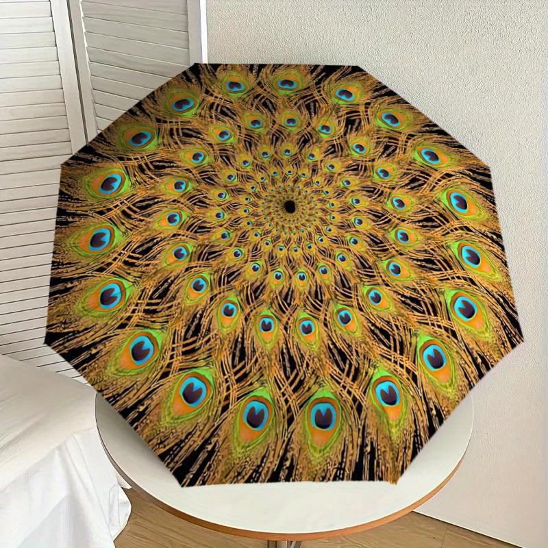 1pc Peacock Feathers Mandala Themed Umbrella -Home Travel Portable Outdoor Accessories, Multi-functional Umbrella Gift081633