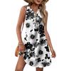 Women's Fashion Casual Printed V-Neck Button With Pocket Vest Sleeveless Dresses