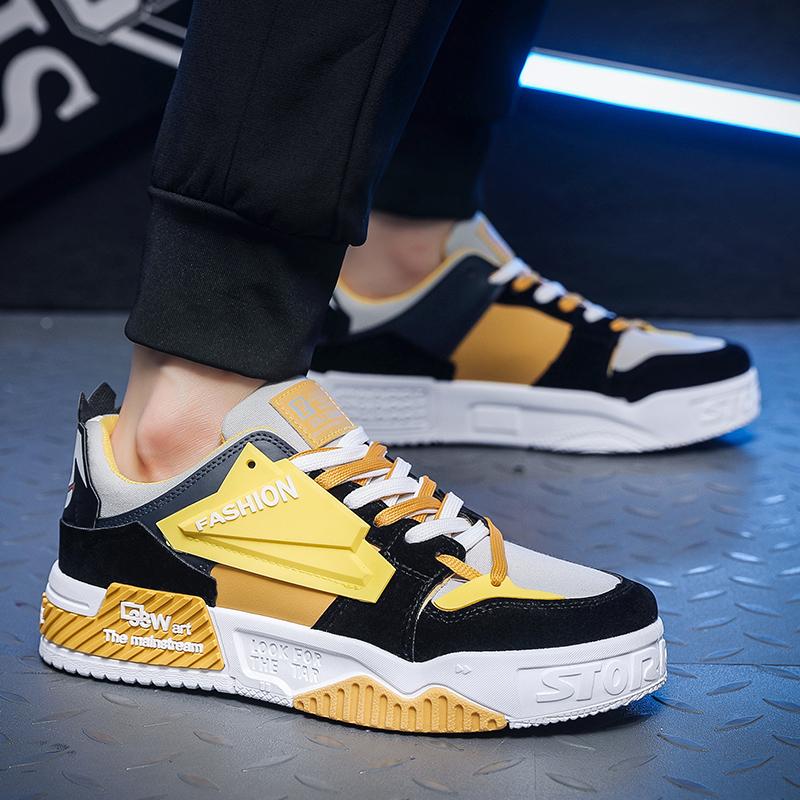 Men's Thick Soled Casual Shoes Four Season Soft Sole Comfort Outdoor Walking Shoes Student Trendy Shoes Flat Bottom Board Shoes