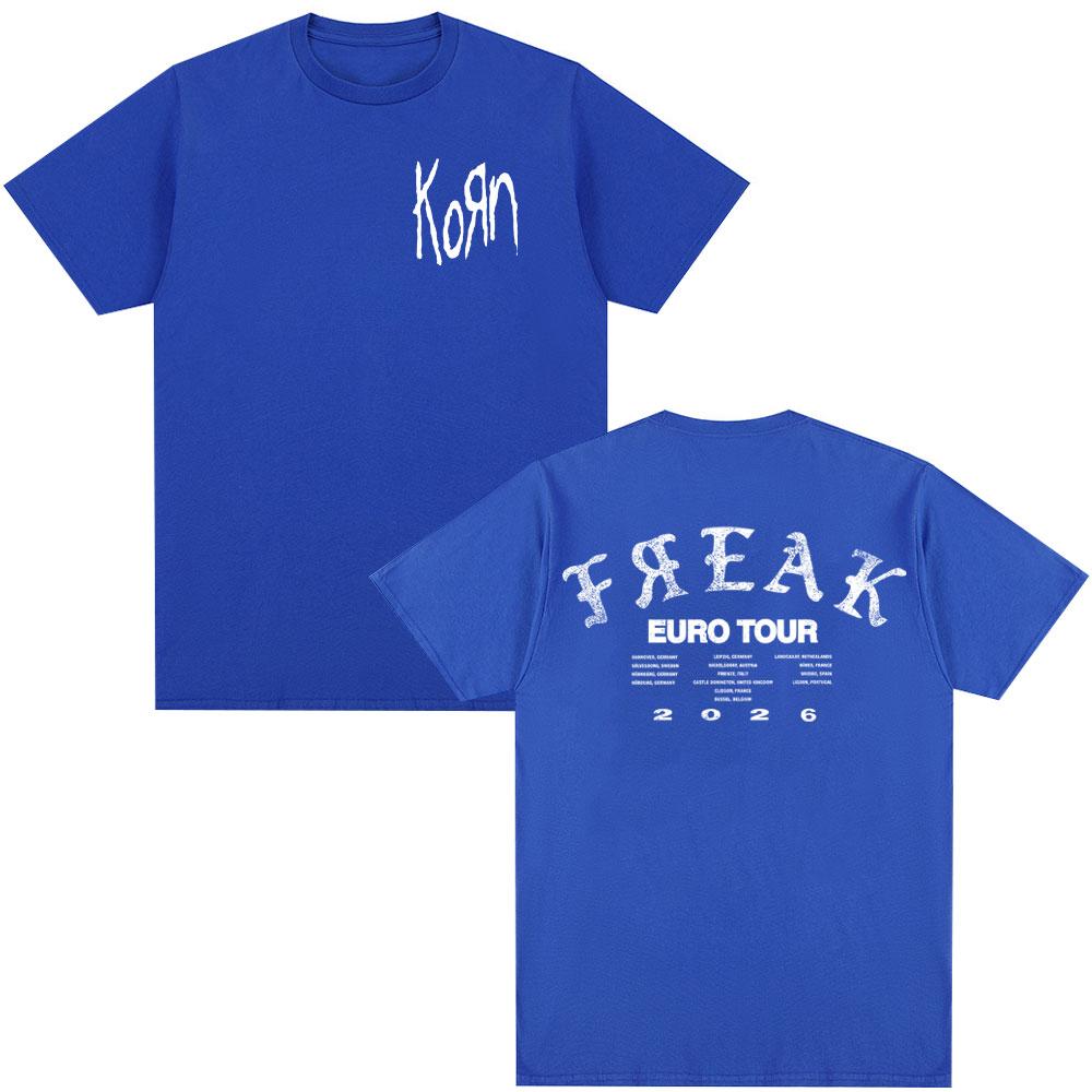 Korn Tour 2026 Merch Tshirt Fan Gifts Metal Gothic Rock Band Tee Unisex Women Cotton Casual Oversized Short Sleeve Tshirt Unisex