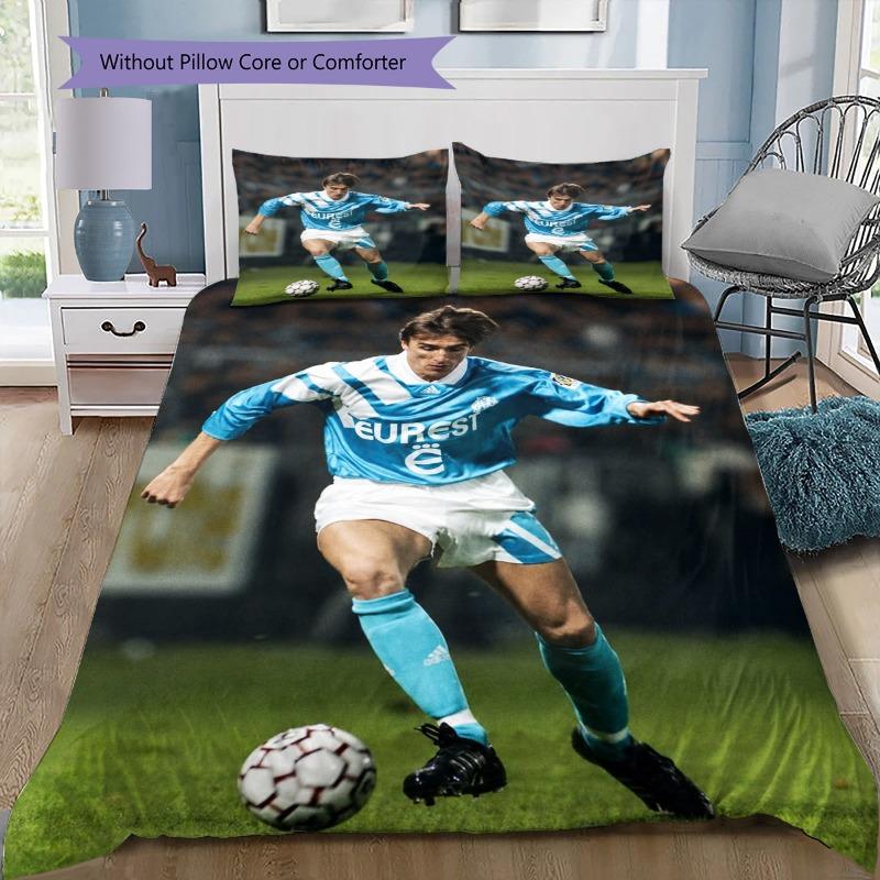 Lazio Football Club Two Players Blue White Eagle Jersey Match Photo 3Pcs Bedding Set Sports Fan Washable Duvet Cover Set Bedroom Decor Bed Linen 135x200cm