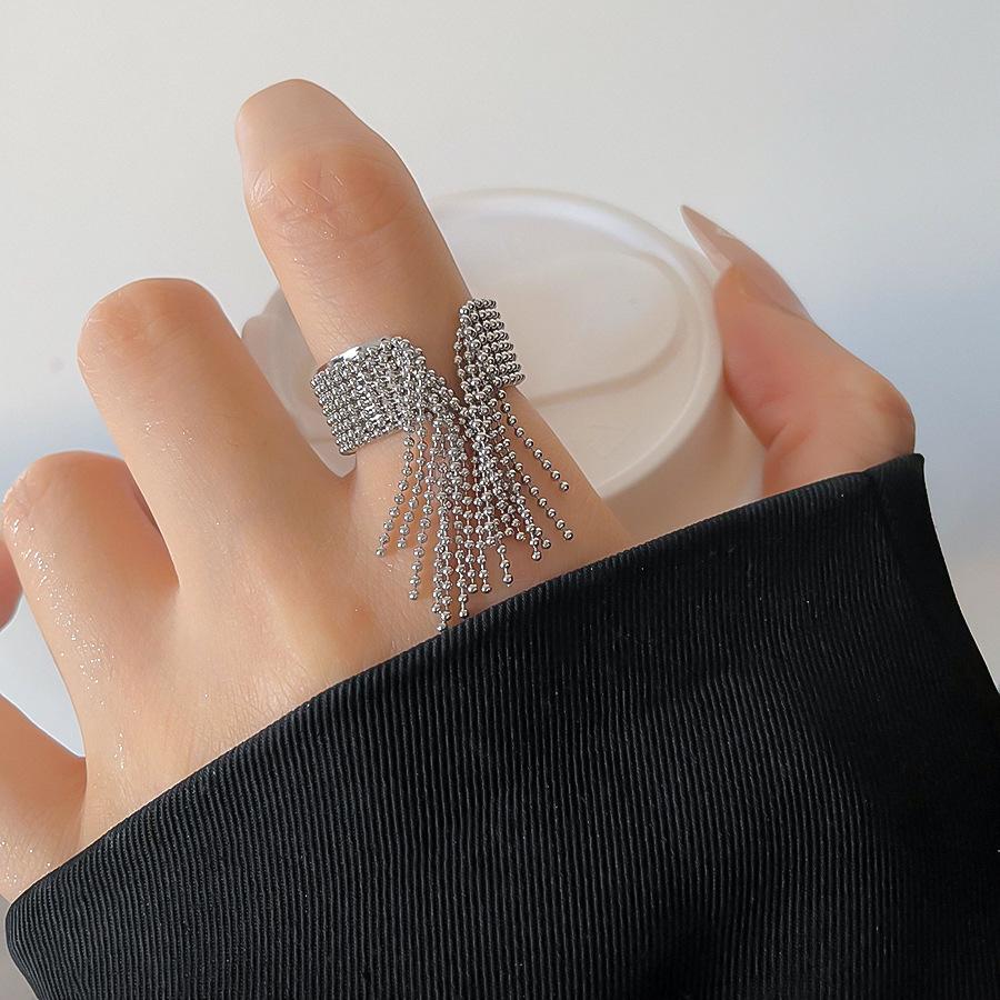 Stainless Steel Round Beads Tassel Rings for Men Women Open Anti Allergic Splicing Colors Rings Waterproof Luxury Jewelry