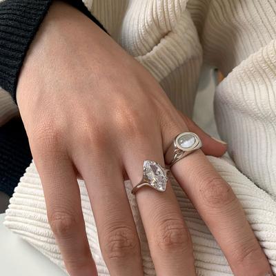 Koreaanse Zirkonia Geometrische Twist Geweven Open Ring voor Vrouwen Meisjes Mode Persoonlijkheid Simpel Trend Retro Cool Esthetische Sieraden