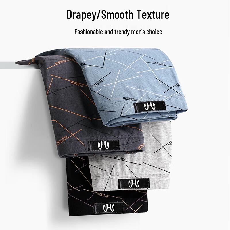 Hengyuanxiang Men's 7A Antibacterial Cotton Boxer Briefs