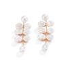 Design Sense High-end Geometric Round Drop Ball Earrings Sweet Style Imitation Pearl Leaf Shape Earrings Women