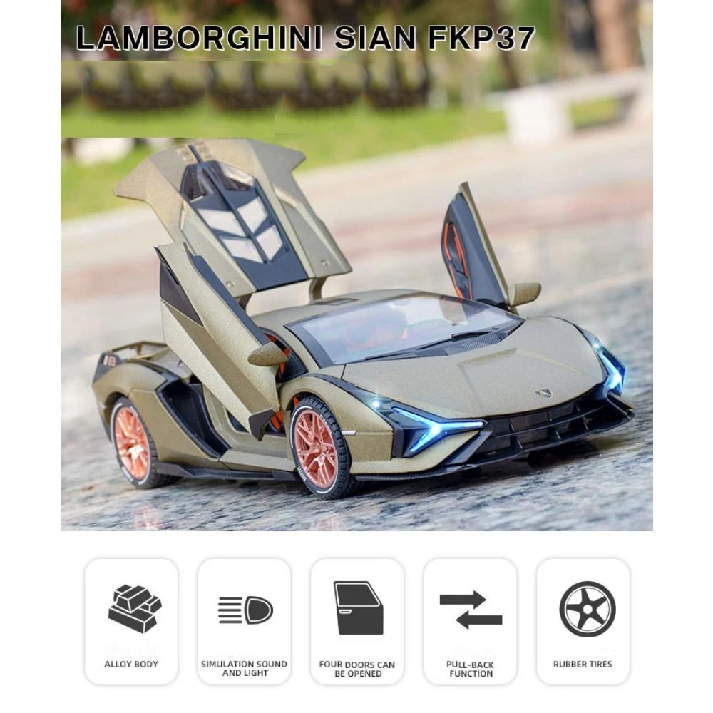 1/24 Lambor Sian FKP37 Legierung Druckguss Sport Auto Spielzeug Modell Simulation Heckflügel Lift Pull Back Modell Ornament Junge Geschenk Sammlung