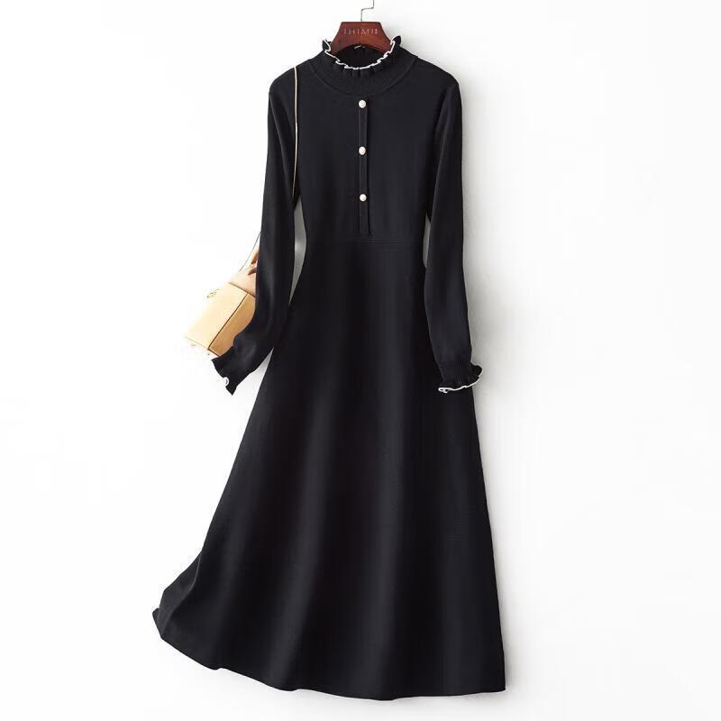 IHIMI Women s Long Sleeve Knitted A-Line Dress S