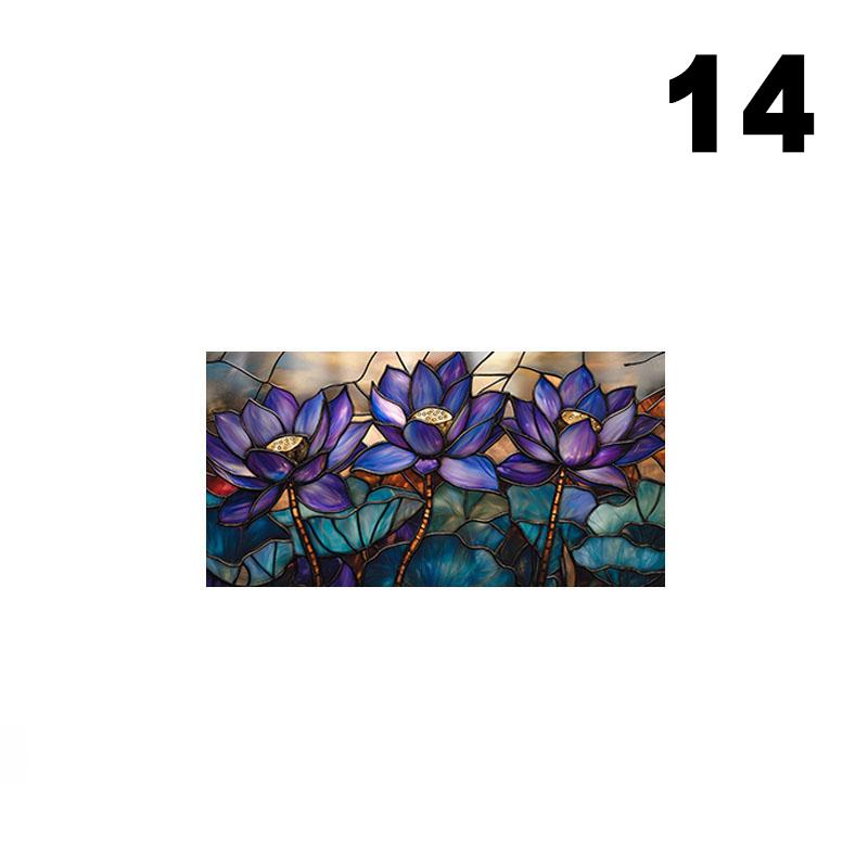 European Style Oil Painting Art Privacy Window Film Waterproof Sun-proof Church Stained Glass Film Lotus Pattern Window Stickers