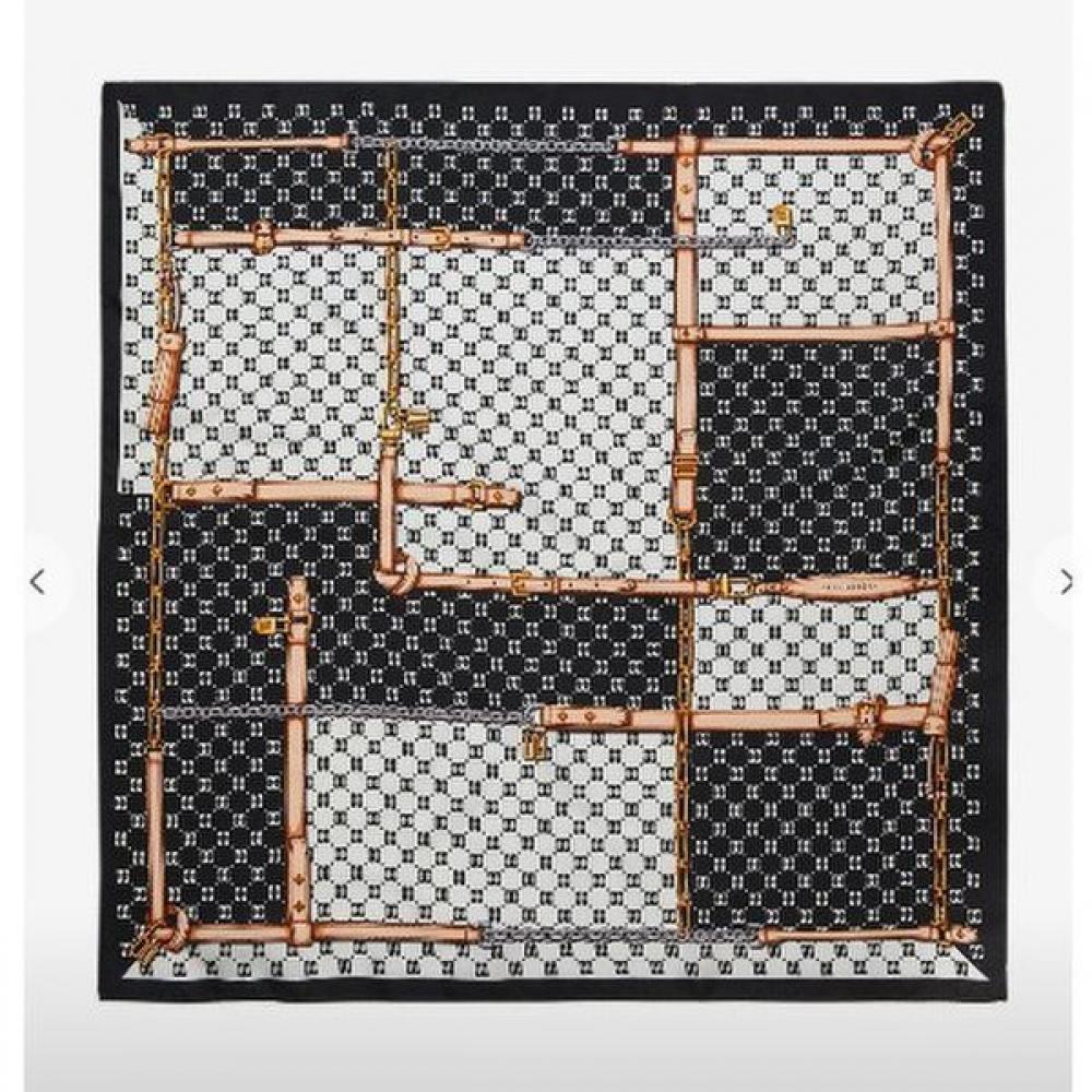 Daks Black Dd Chain Pattern Silk Square Scarf Dcsc2f021bk Single option