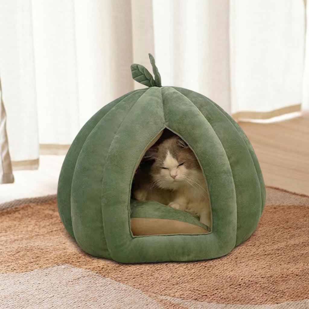 Cuib de pisici închis pentru animale de companie, design cu dovleac, pisici și câini de cort detașabil