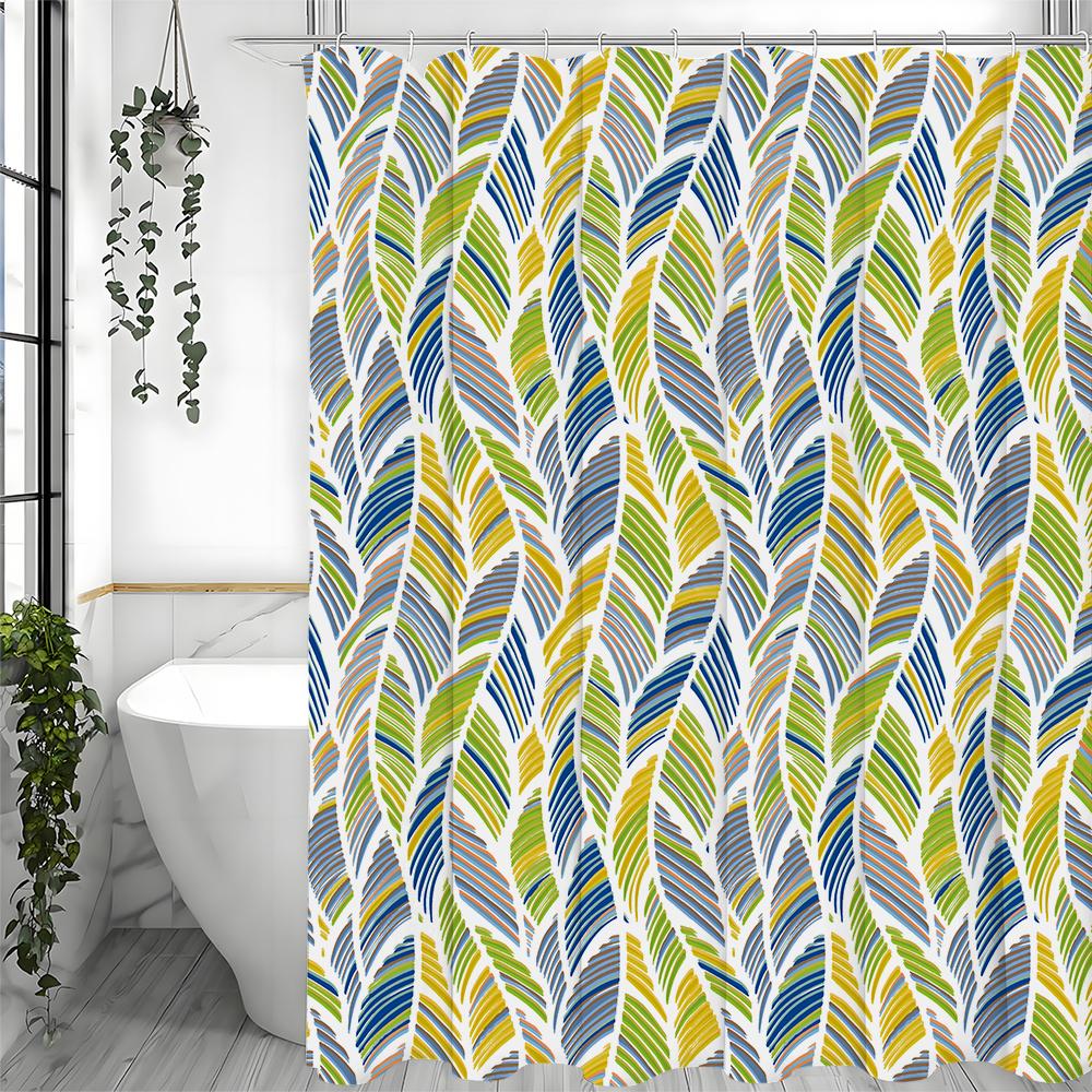 Modern Creative Leaf Shower Curtain, Bathroom Decorative Shower Curtain, Waterproof Shower Curtain with Hooks