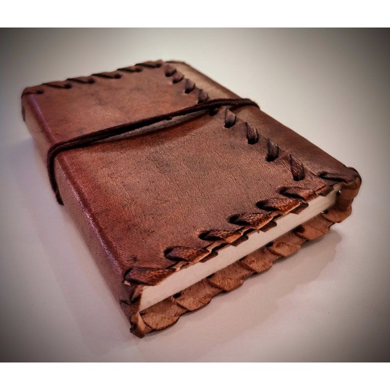 PACK OF 5 Vintage Style Pack of 5 Leather Bound Stitched Refillable Pocket Journal - Unlined Travel Diary - Book of Shadows - Gifts for Him   Her