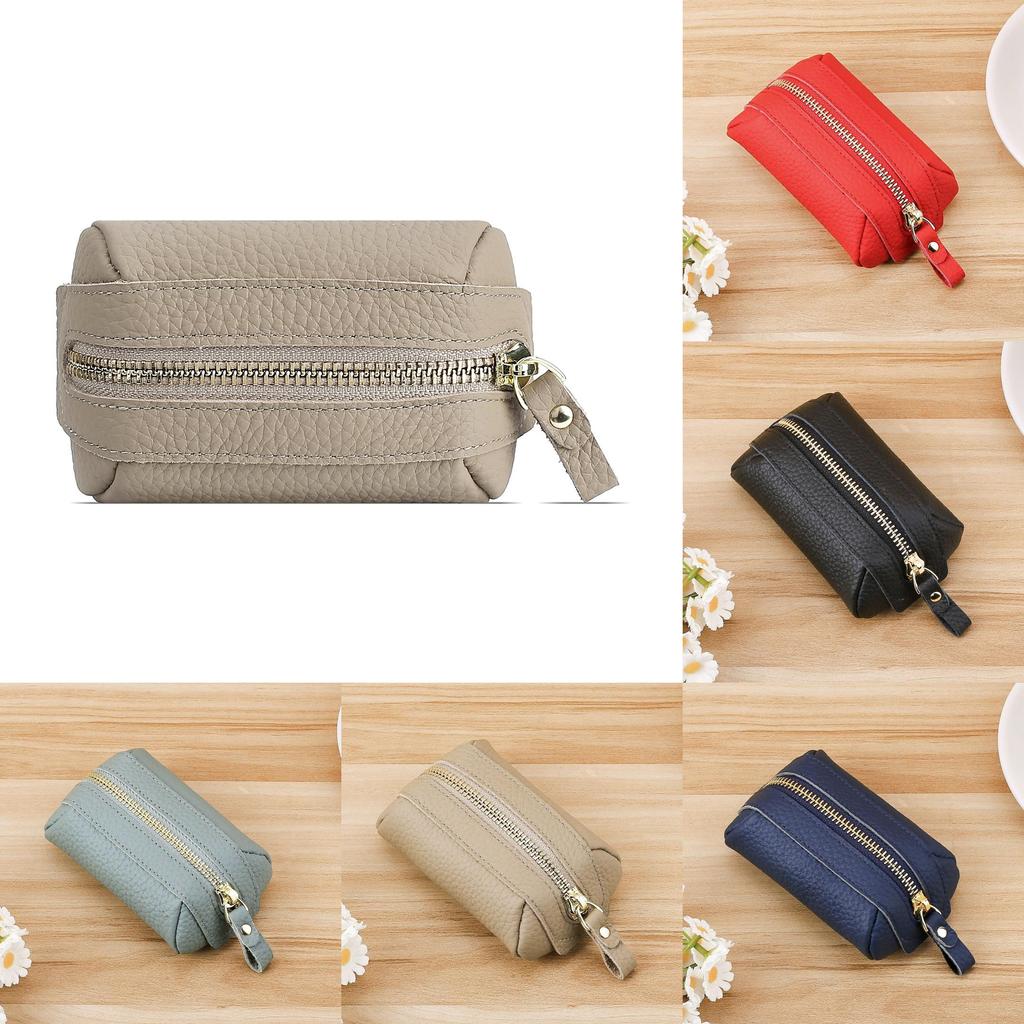 Leather Girls Mini Key Wallet With Zipper Coin Pocket For Daily Use