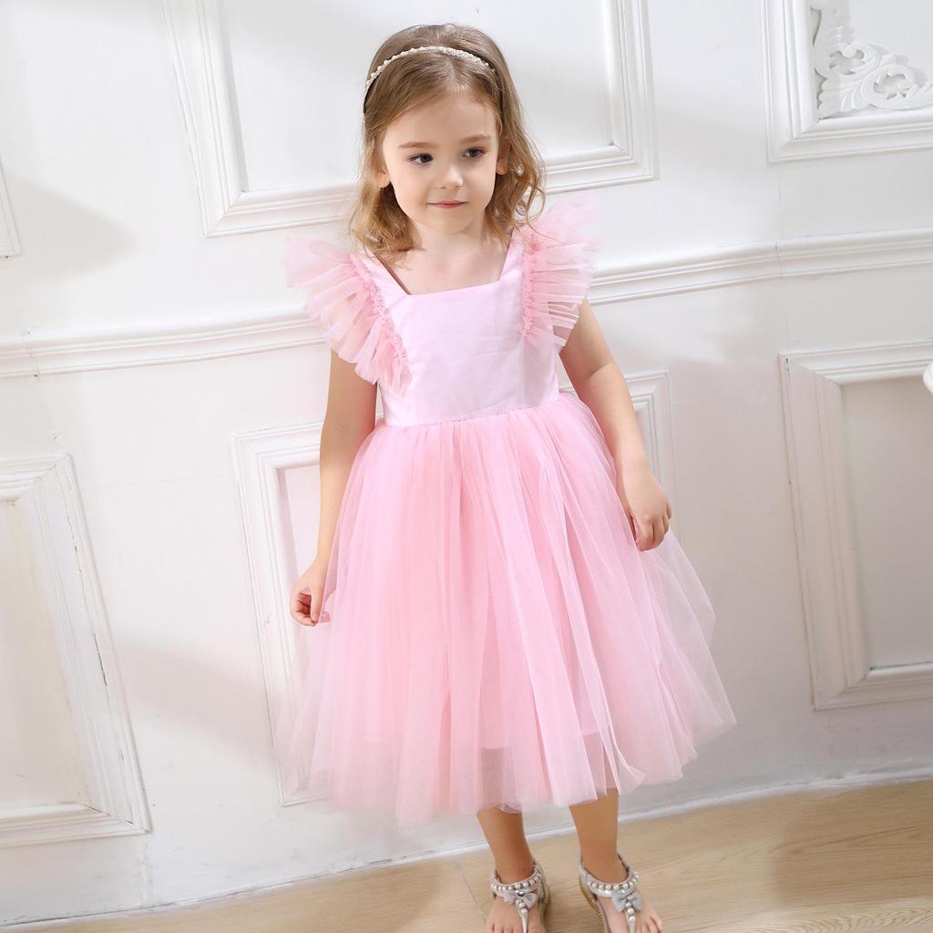 2025 New Girls' Summer Bowknot Mesh Dress - Lightweight Children's Fashion