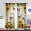 Flat Printing Window Drapes Butterflies Sunflowers Polyester Without Electricity Wall Decor Applies Festive Curtains Set Of 2 Made