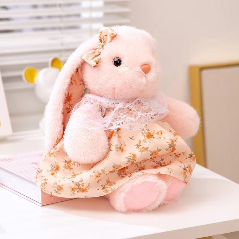Small Fresh Flower Skirt Rabbit Doll Plush Toy Cute Pastoral Rabbit Soothing Sleeping Doll Catching Machine Doll