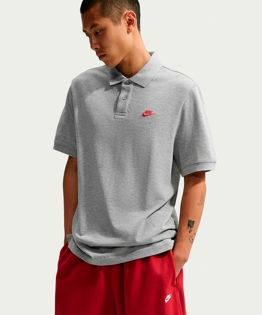 Nike Club Short Sleeve Polo Shirt M - Dark Grey Heather: University Red / Fn3895-064