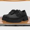 New couple big head black casual leather shoes niche low-top thick sole heightening men's shoes Z100