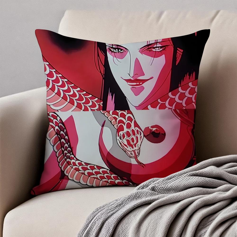 Nn-Ninja Scroll Pillow Samurai Anime Cushion Cushion Cover Pillowcase Anti-Dustmite Invisible Zipper Short Plush Sofa Cushion