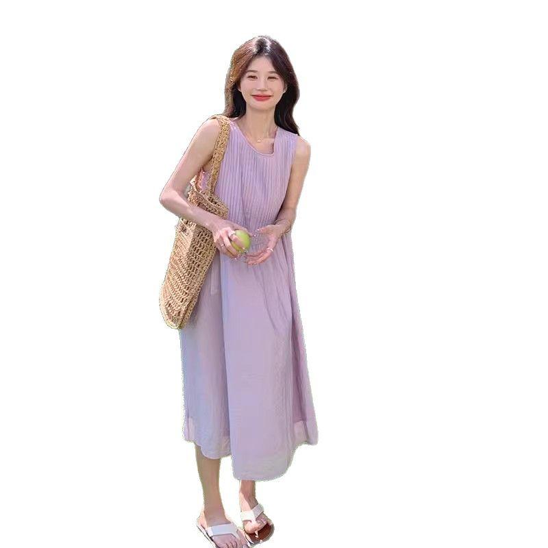 Women's Elegant Purple Sleeveless Camisole Dress for Summer 2025 Seaside Vacations