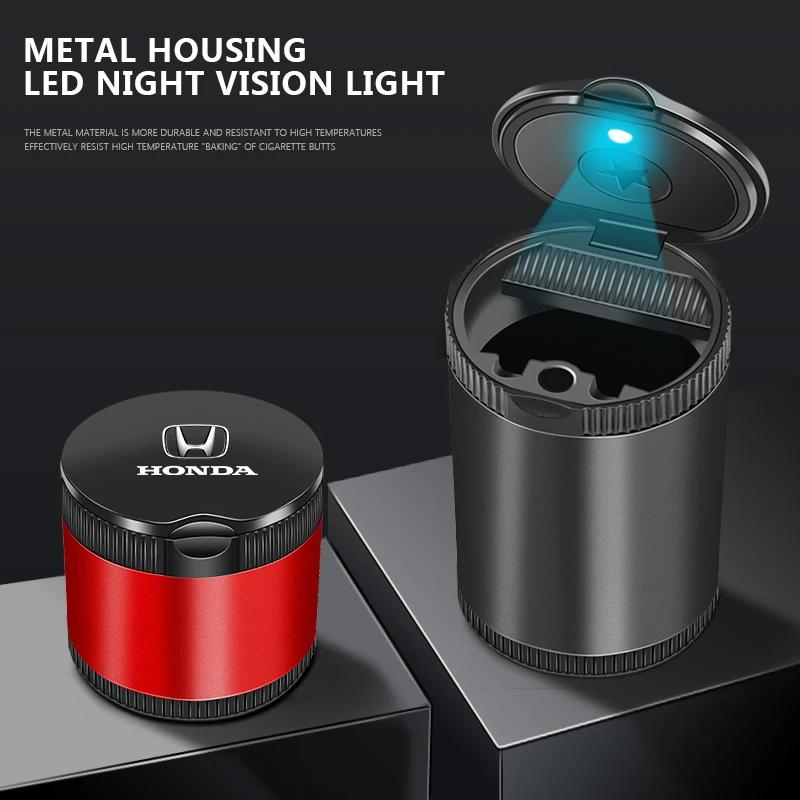 For Honda AcCar LED Ashtray Garbage Coin Storage Cup Container Cigar Ashtray For Honda Civic Fit Jazz Accord Pilot CRV Odyssey Passport